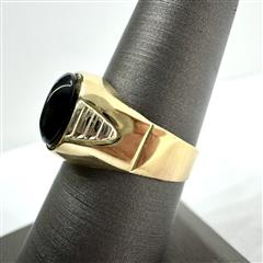 18K 750 Yellow Gold 4.61G Oval Onyx Signet Ring Sz: 7.5!